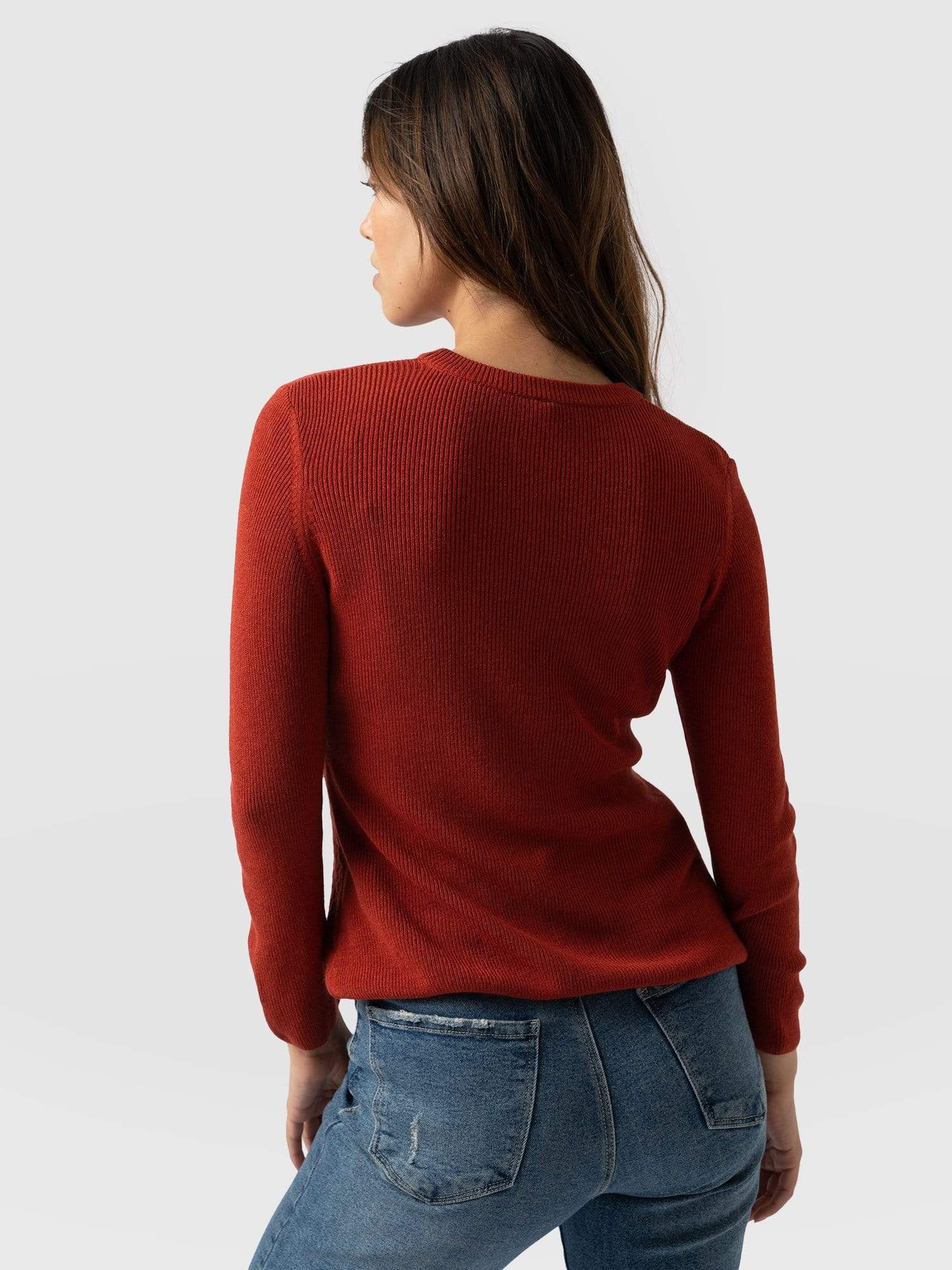 Honeycomb Rib Jumper Orange - Women's Jumpers | Saint + Sofia® EU